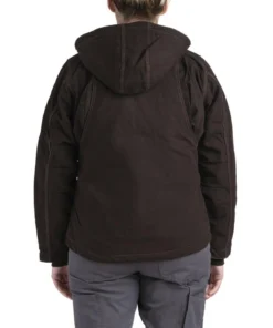 'Berne' Women's Modern Hooded Jacket - Dark Brown
