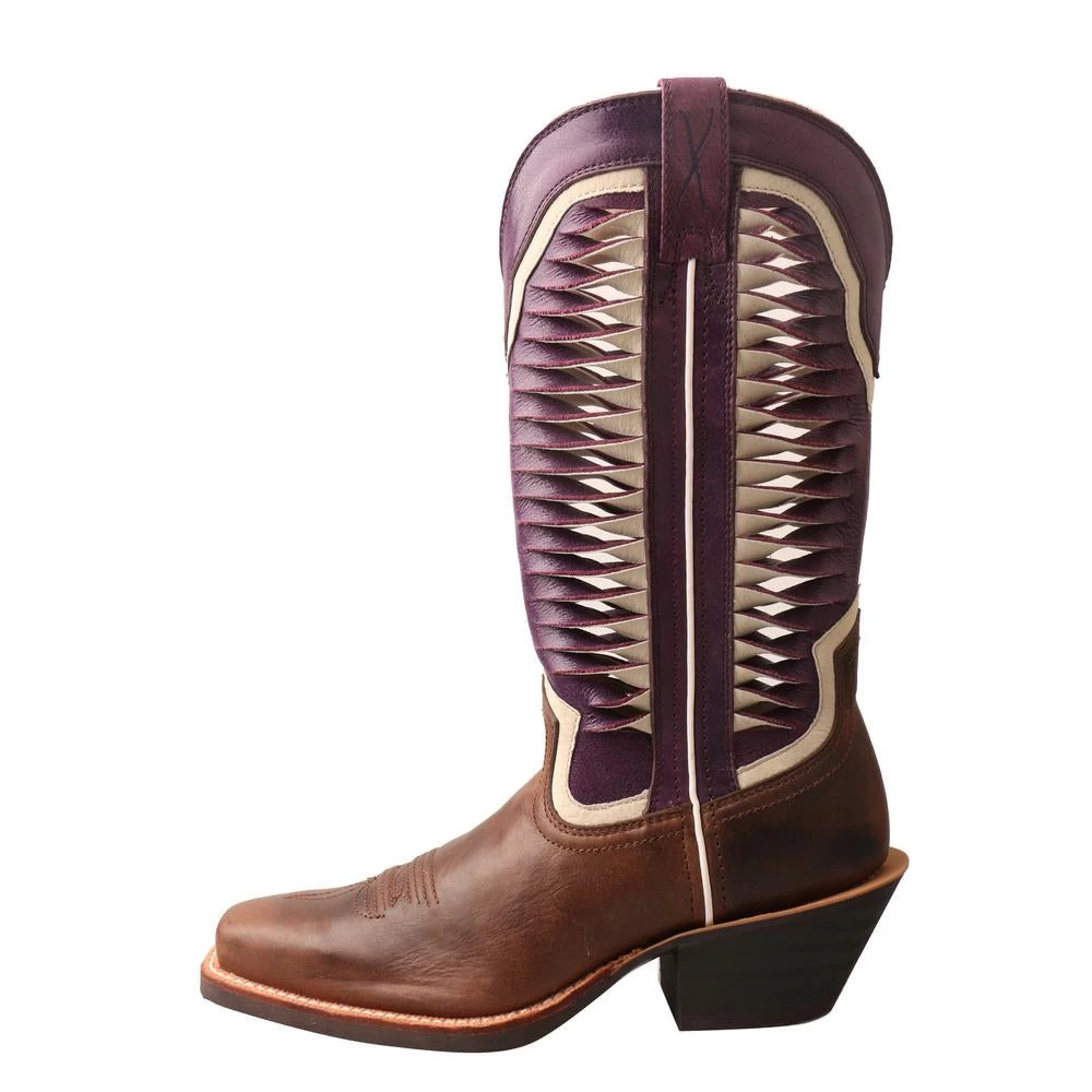 Twisted X Boots 'Twisted X' Women's 12" Ruff Stock Western Narrow Square Toe - Brown / Violet 7 Twisted X Boots 'Twisted X' Women's 12" Ruff Stock Western Narrow Square Toe - Brown / Violet