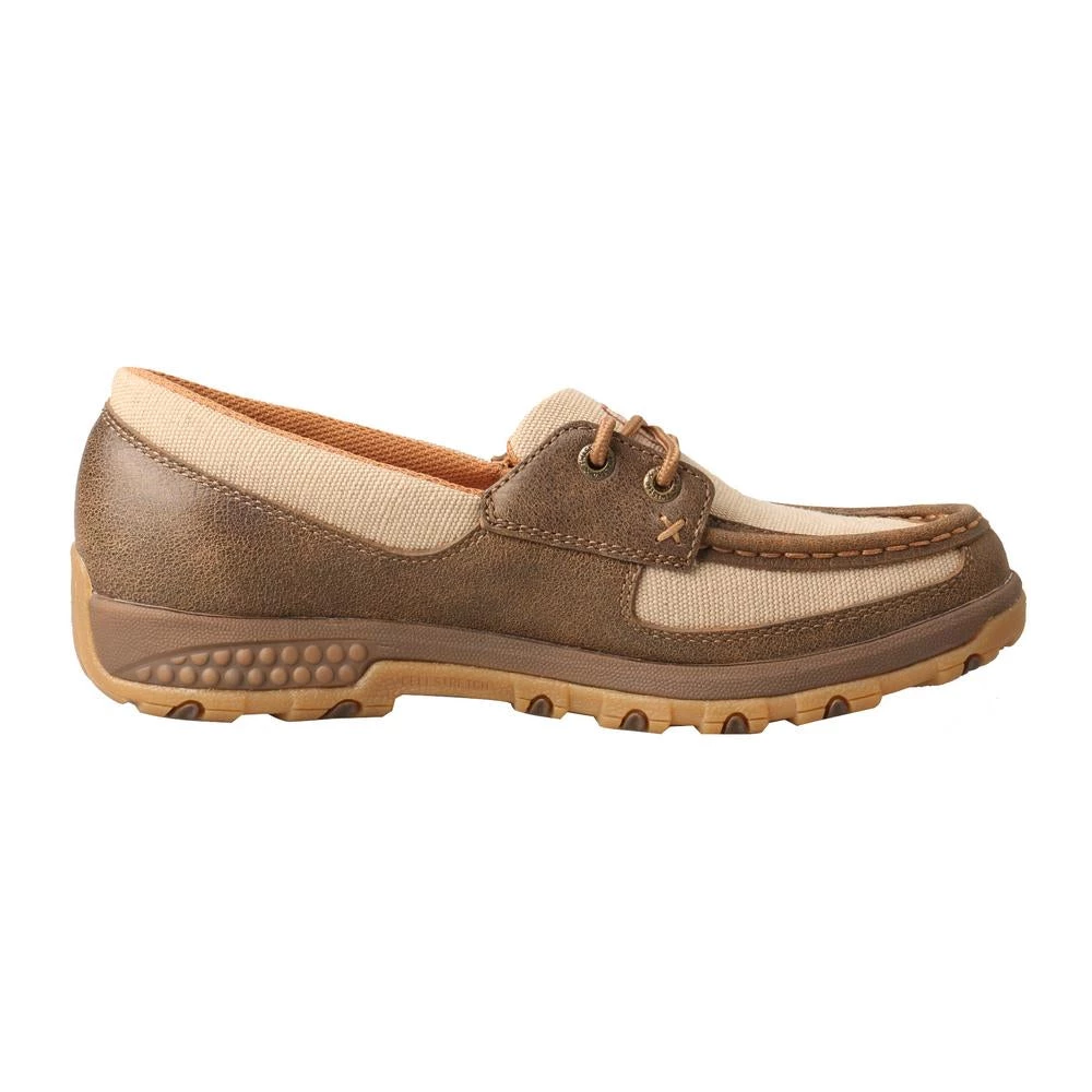 Twisted X Boots 'Twisted X' Women's CellStretch Boat Shoe Driving Moc - Bomber / Khaki 6 Twisted X Boots 'Twisted X' Women's CellStretch Boat Shoe Driving Moc - Bomber / Khaki