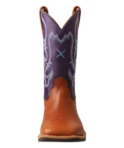 Twisted X Boots Kids 'Twisted X' Youth 9" Western Square Toe - Tan / Purple 10 Twisted X Boots Kids 'Twisted X' Youth 9