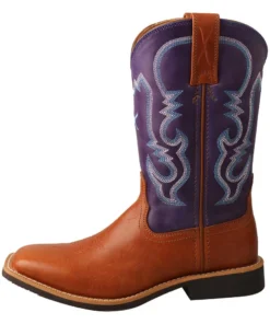 Twisted X Boots Kids 'Twisted X' Youth 9" Western Square Toe - Tan / Purple 13 Twisted X Boots Kids 'Twisted X' Youth 9