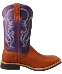 Twisted X Boots Kids 'Twisted X' Youth 9" Western Square Toe - Tan / Purple 12 Twisted X Boots Kids 'Twisted X' Youth 9
