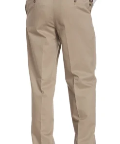 'Savane' Flat Front Stretch Chino - Khaki