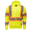 'KEY' Men's Hi-Vis ANSI Class 3 Hooded Sweatshirt - Hi-Vis Yellow