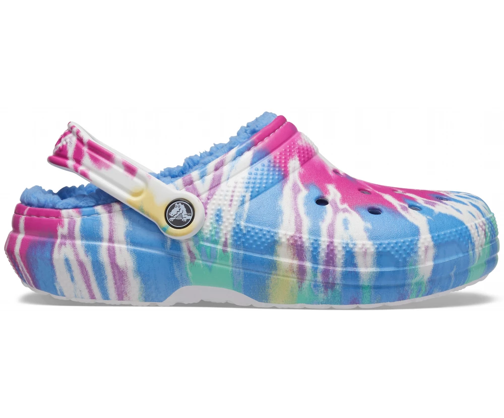 'Crocs' Women's Classic Lined Tie Dye Clog - Powder Blue / Multi 7 'Crocs' Women's Classic Lined Tie Dye Clog - Powder Blue / Multi