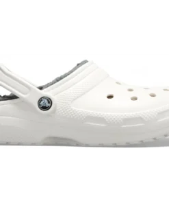 'Crocs' Unisex Classic Lined Clog - White / Grey Shoes & Boots