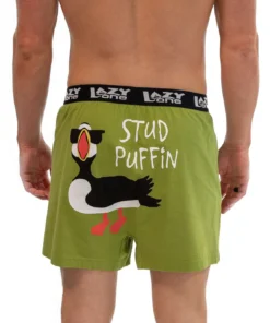 'Lazy One' Men's Stud Puffin Boxer - Green