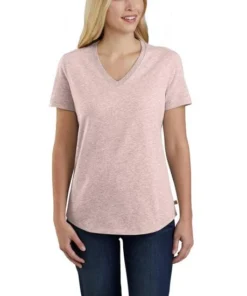 'Carhartt' Women's Relaxed Midweight V-Neck T-Shirt - Rose Smoke Heather