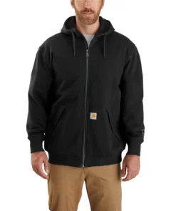 'Carhartt' Men's Rain Defender® Midweight Thermal Lined Full Zip Hoodie - Carbon Heather / Black