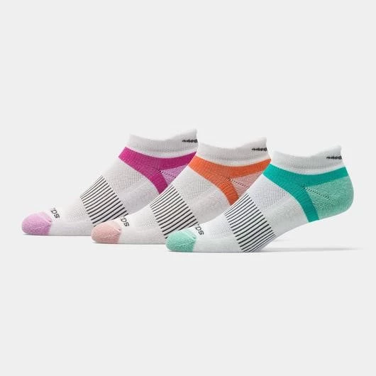 'Saucony' Women's Inferno 3-Pack Running Socks - White / Orange / Magenta / Turquoise 3 'Saucony' Women's Inferno 3-Pack Running Socks - White / Orange / Magenta / Turquoise