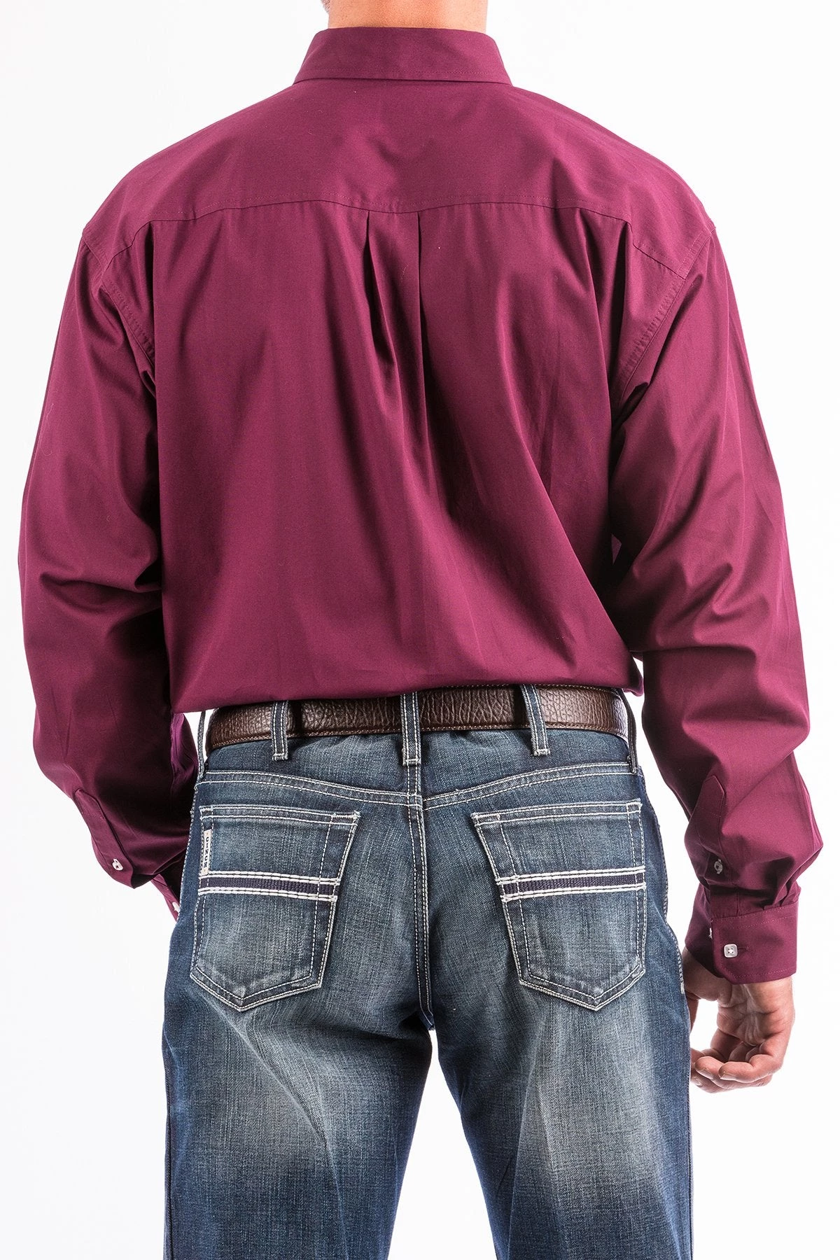 'Cinch' Men's Solid Western Button Down - Burgundy 4 'Cinch' Men's Solid Western Button Down - Burgundy