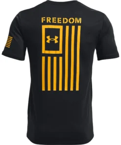 'Under Armour' Men's New Freedom Flag T-Shirt - Black / Steeltown Gold