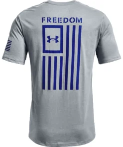 'Under Armour' Men's New Freedom Flag T-Shirt - Steel Medium Heather / Royal