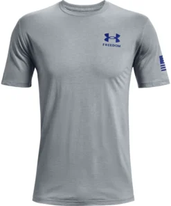 'Under Armour' Men's New Freedom Flag T-Shirt - Steel Medium Heather / Royal