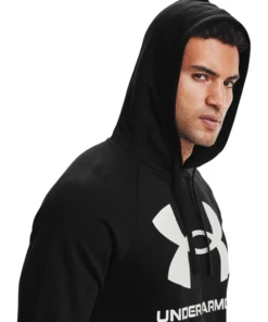 'Under Armour' Men's Rival Fleece Big Logo Hoodie - Black / Onyx White
