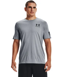 'Under Armour' Men's New Freedom Flag T-Shirt - Steel Medium Heather / Black
