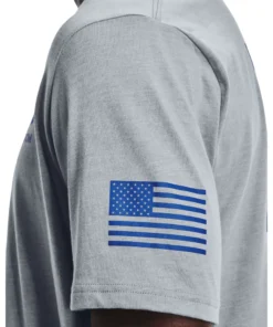 'Under Armour' Men's New Freedom Flag T-Shirt - Steel Medium Heather / Royal