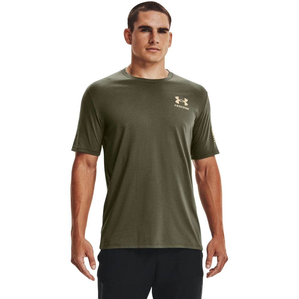 'Under Armour' Men's New Freedom Flag T-Shirt - Marine OD Green / Desert Sand 5 'Under Armour' Men's New Freedom Flag T-Shirt - Marine OD Green / Desert Sand