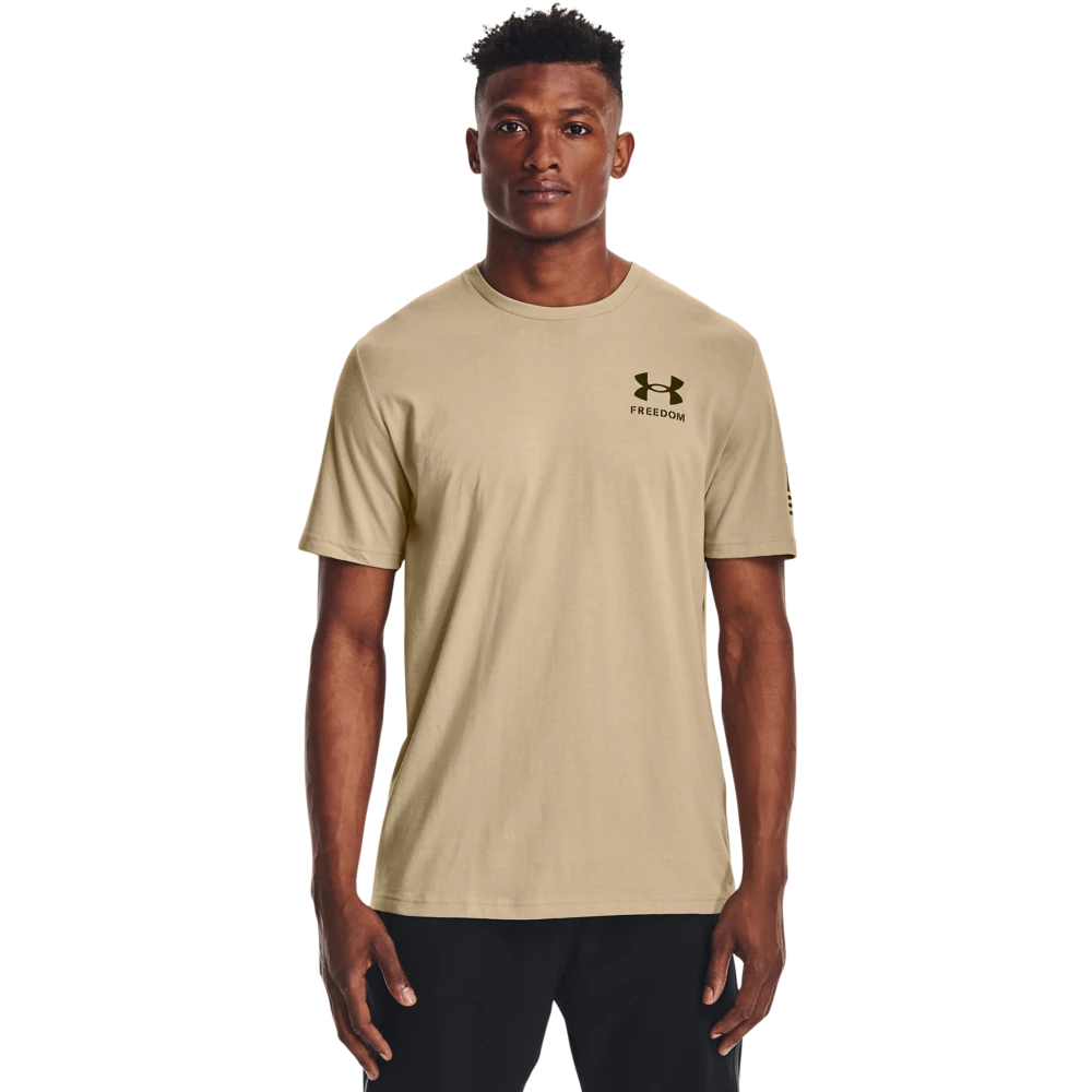 'Under Armour' Men's New Freedom Spine T-Shirt - Desert Sand 3 'Under Armour' Men's New Freedom Spine T-Shirt - Desert Sand
