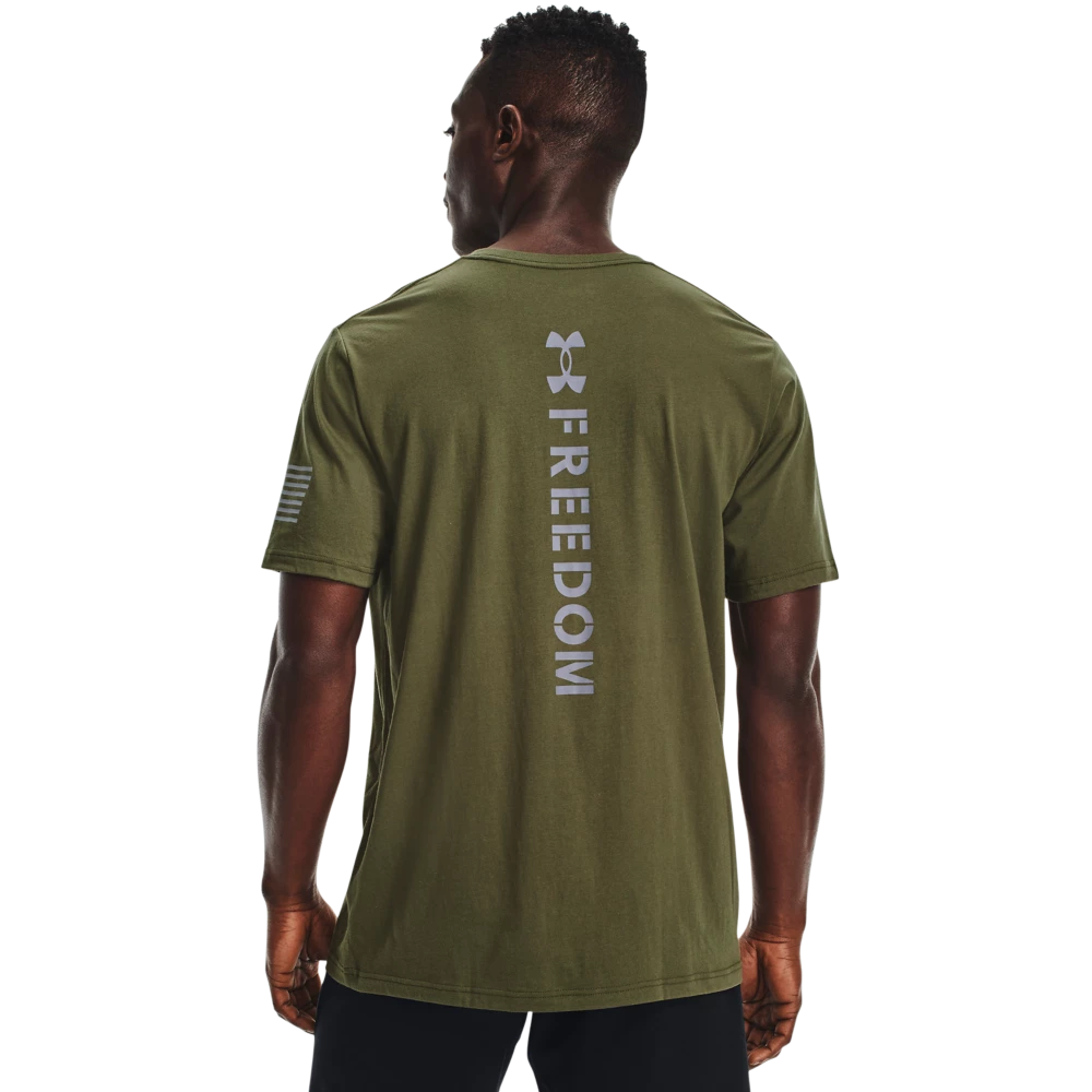 'Under Armour' Men's New Freedom Spine T-Shirt - Marine OD Green 3 'Under Armour' Men's New Freedom Spine T-Shirt - Marine OD Green