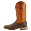 'Ariat' Men's Tombstone Western Square Toe - Distressed Brown / Orange