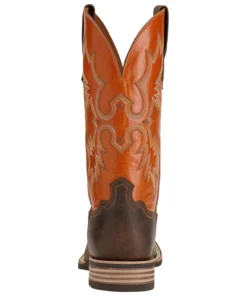 'Ariat' Men's Tombstone Western Square Toe - Distressed Brown / Orange