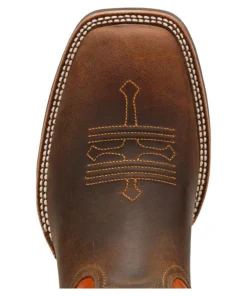 'Ariat' Men's Tombstone Western Square Toe - Distressed Brown / Orange