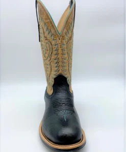 Fenoglio Boots 'Fenoglio' Men's 12" Bull Hide Western Round Toe - Black / Tan