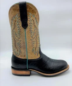 Fenoglio Boots 'Fenoglio' Men's 12" Bull Hide Western Round Toe - Black / Tan