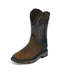 Justin Brands Men Tanker Square Toe Boot - Timber Black / Reddish Tan Buffalo