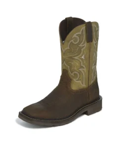 Justin Brands 'Justin' Men's 11" Amarillo - Chocolate / Cactus Green