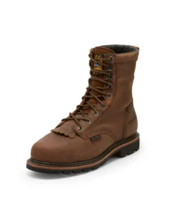 Justin Brands 'Justin' Men's 8" Pulley WP Internal Met Guard - Dark Tan